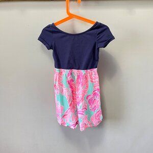 Lilly Pulitzer Girls Navy & Pink Floral Dress Size S‎